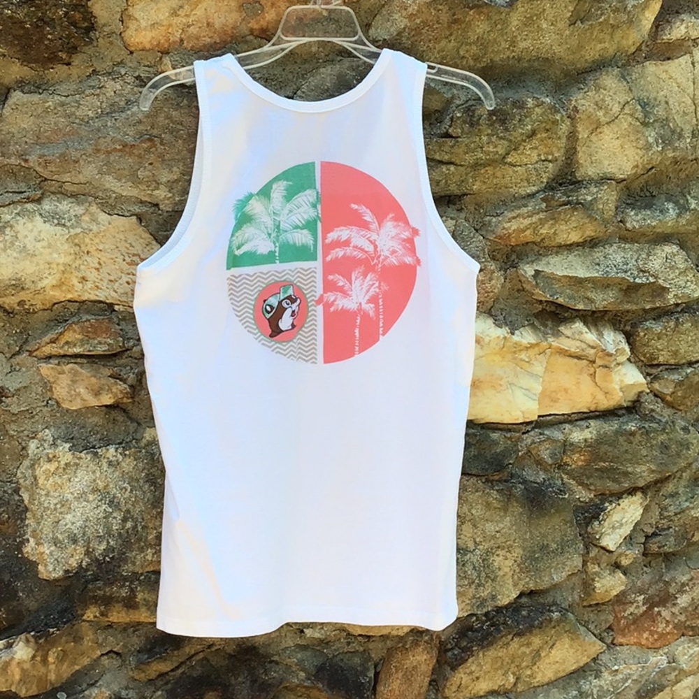 Buc-ee’s White Palm-Graphic Tank Top - Casual Summer Style